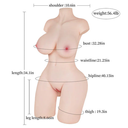 Isuld - 56.4 lbs Life-Size Real Feel Female Torso Sex Doll - RealVagina