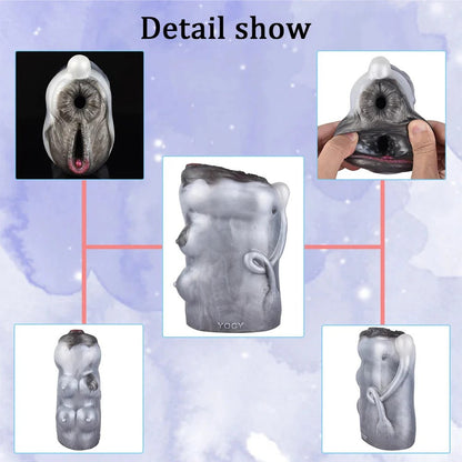 Realistic male masturbator with detailed vaginal texture, soft silicone material, and anatomical design for enhanced pleasure.