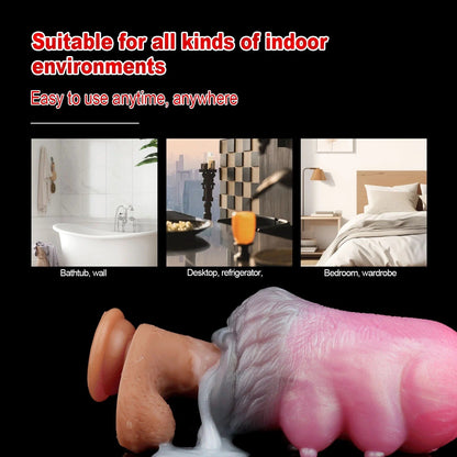Realistic pink and flesh-toned male masturbator with textured surface and suction base for bathroom, desk, or bedroom use