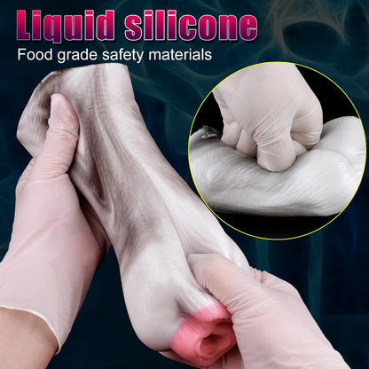 Soft liquid silicone male masturbator with realistic texture and pink interior, food-grade material