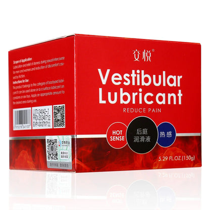 Red box of Vestibular Lubricant with hot sense effect, 5.29 fl oz, reduces discomfort during intimacy