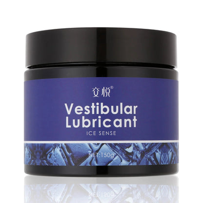 Black jar of Vestibular Lubricant with ice sense effect, 150g, purple label, glossy finish